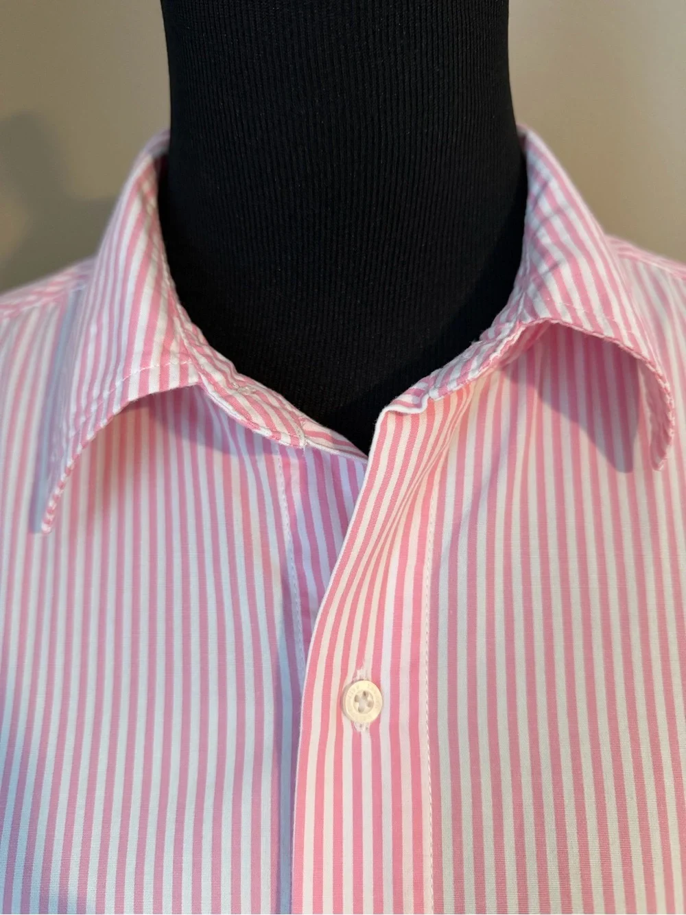 Lauren Ralph Lauren Pink Striped Cotton Poplin Sleep Shirt / Nightshirt - SizeXL